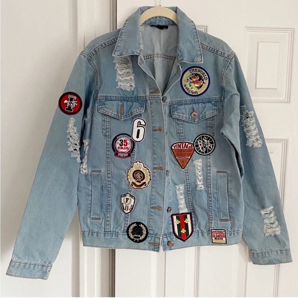 Design Lab Patchwork Distressed Denim Jacket